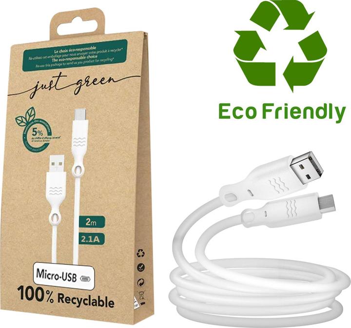 Produktbild Bigben ECO Cable USB A-Micro 2m White (2 m, USB 2.0)
