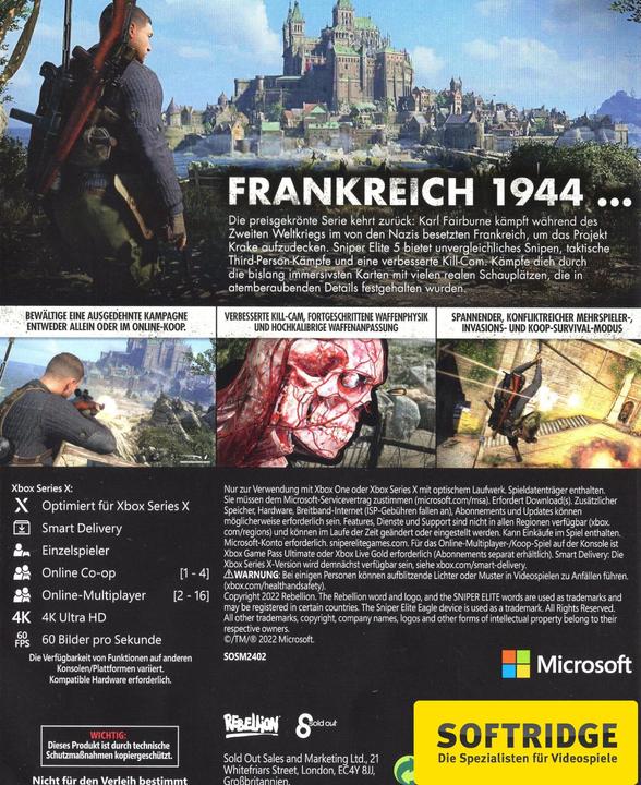 Image du produit Sold Out Sniper Elite 5 (Xbox Series X, DE)