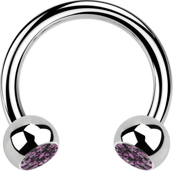 Produktbild Star Piercing Micro Circular Barbell silber mit zwei Kugeln Kristall hellviolett (ohne Messing, Chirurgenstahl 316L)