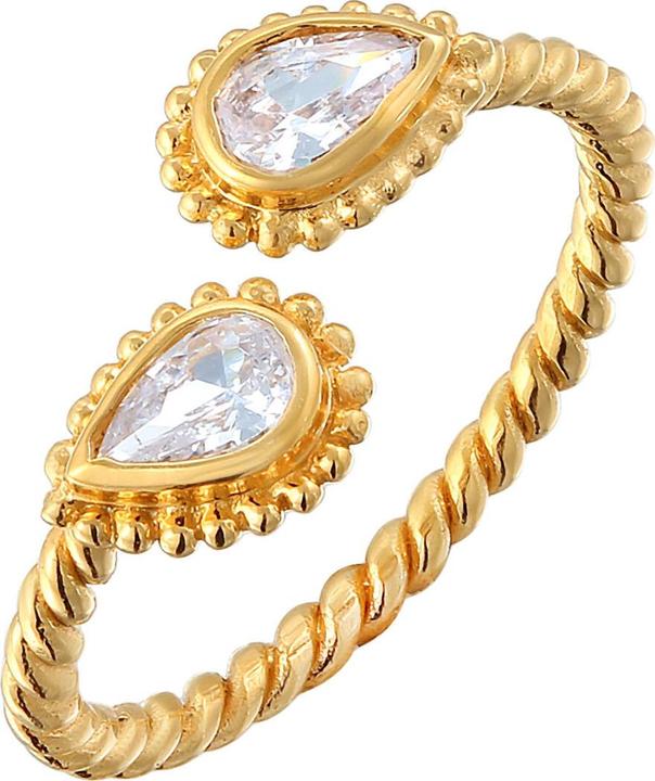 Immagine prodotto Elli Anello Zirconia Drop Look Vintage Argento 925 Placcato Oro (54, 925 Argento)