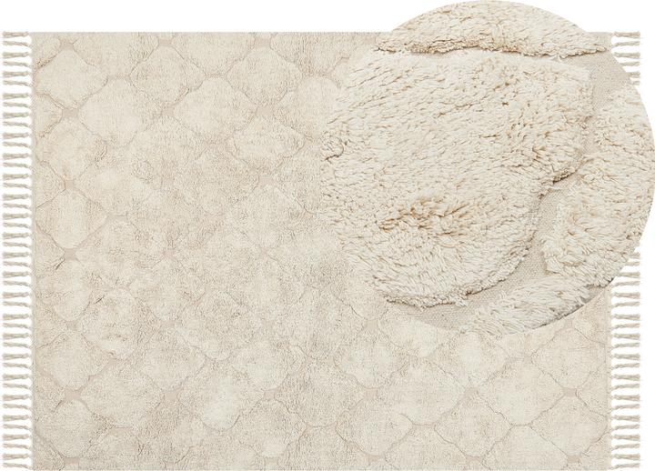 Produktbild Beliani Teppich Baumwolle hellbeige 140 x 200 cm marokkanisches Muster Kurzflor SILCHAR (140 x 200 cm)
