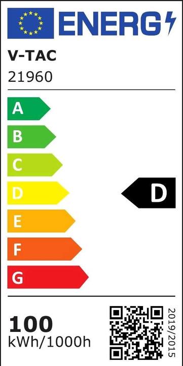 Energie-Label V-TAC VT104ST LED Strassen Lampe SAMSUNG Chip 100W Slim 4000K 135 lmW (13500 lm, IP65)