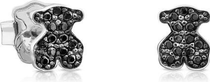 Tous Silver Teddy Bear Earrings with Onyx Icon Color 614933520