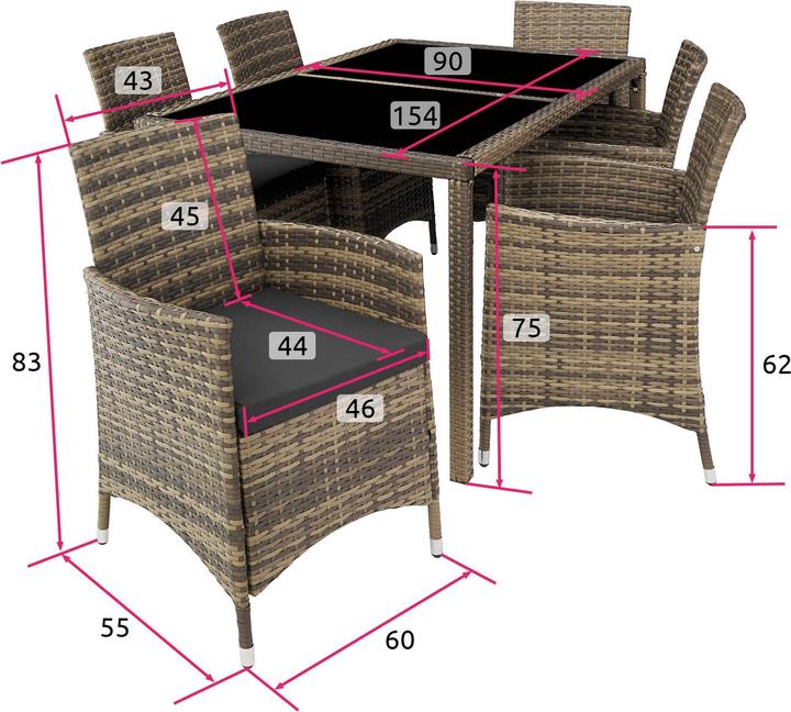 Produktbild tectake Rattan Sitzgruppe Porto