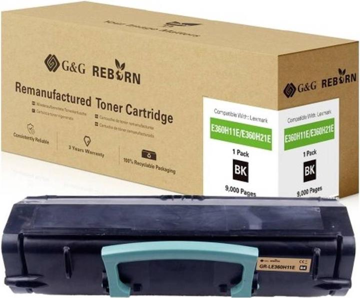 Produktbild G&G Toner ersetzt Lexmark E360 Kompatibel Schwarz 9000 Seiten Reborn remanufact