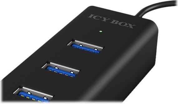 Actual product image Icy Box ICYBOX IB-HUB1409-U3 4x Port USB 3.0 Hub, Black (USB-A, 4 Ports)