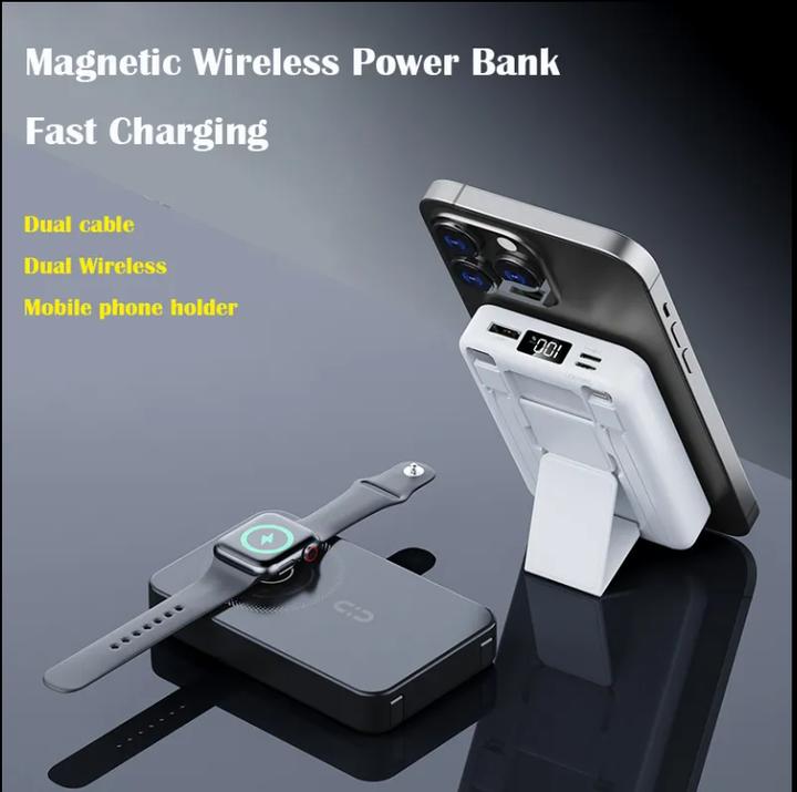 Produktbild Plutoos MagSafe Power Bank fur iPhone, Watch, AirPods mit Halterung 22.5W PD & 15W Magsafe & 10000mAh (22.50 W)