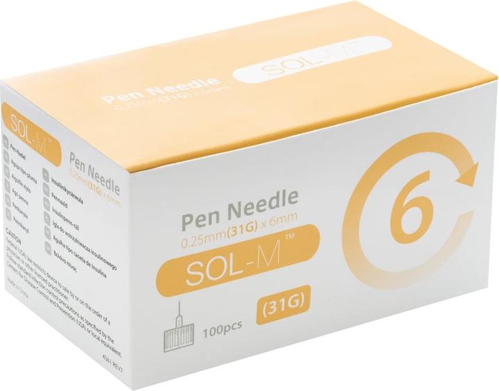 Sol-m Pen Nadel 31G 0.25mmx6mm 100 Stk (Pen Nadeln + Einmalkanülen)