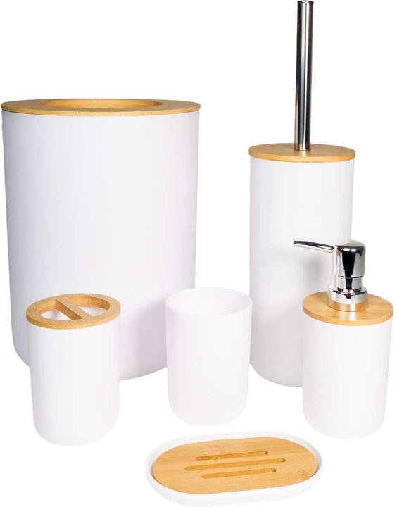 Actual product image Intirilife Badezimmer Zubehör Set inkl. Zahnputzbecher Seifenschale Seifenspender Toilettenbürste