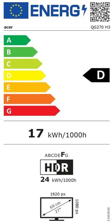 Energie-Label Acer Nitro QG270H3bix (1920 x 1080 Pixel, 27")