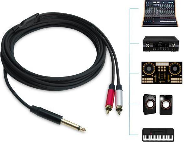 Produktbild keepdrum Splitter-Kabel AC047M 6.35mm Klinke Mono zu 2x RCA-Cinch (5 m)