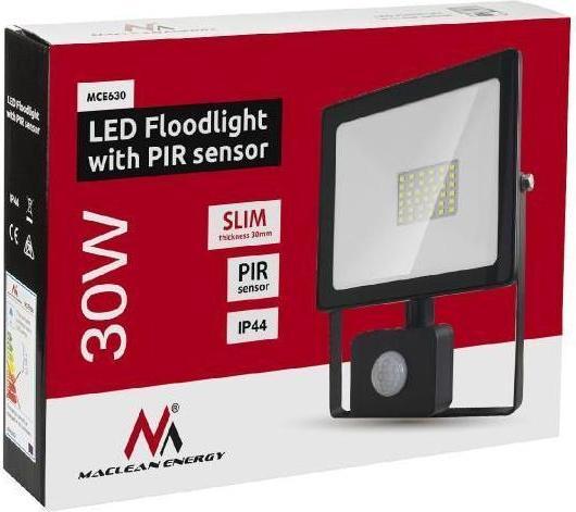 Produktbild Maclean MCE630 NW LED-Strahler mit Bewegungssensor, schlanke 30 W, 2400 lm, neutralweiß (4000 K), IP44, MCE6 (2400 lm, IP44)