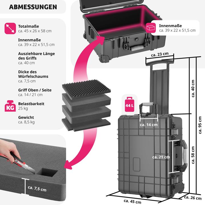 Produktbild tectake Transportkoffer rollbar mit Teleskopgriff (2 Teile)