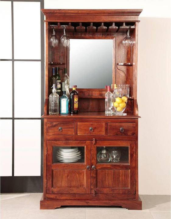 Produktbild Floki24 Barschrank im Kolonialstil, Akazie 97x52x193 OXFORD - dunkelbraun