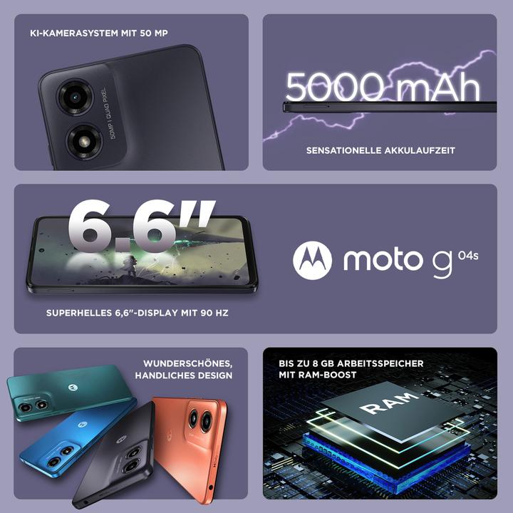 Produktbild Motorola moto g04s (64 GB, Concord Black, 6.60", Dual SIM, 50 Mpx, 4G)