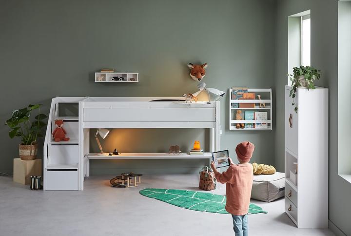 Image du produit Lifetime Kidsrooms Kidsrooms Lit mi-hauteur avec escalier et tablette roulante 128 x 257 x 102 (90 x 200 cm)