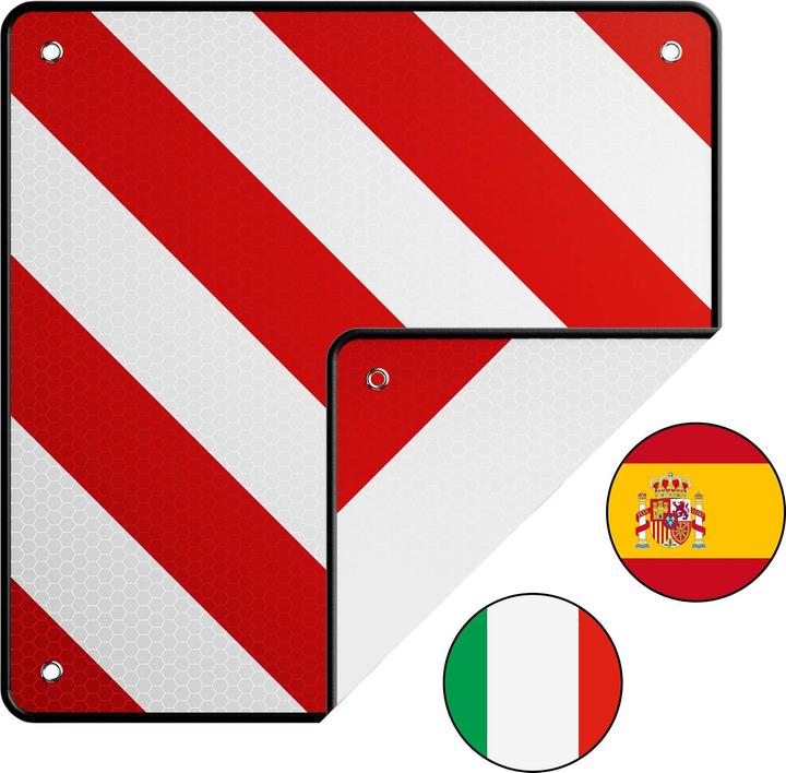 Wiltec 2in1 rot weisse Warntafel Spanien Italien Warnschild Fahrradträger Schild