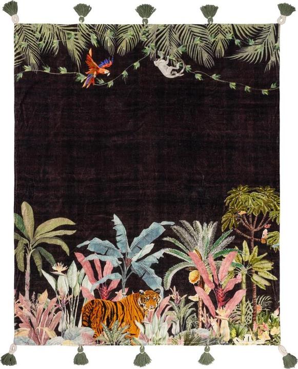 Actual product image Wylder Midnight Velvet Jungle Tassel Throw (150 x 125 cm)
