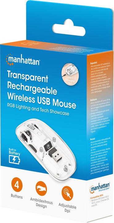 Immagine prodotto Manhattan Mouse MH trasparente 4D, bianco (Senza fili)