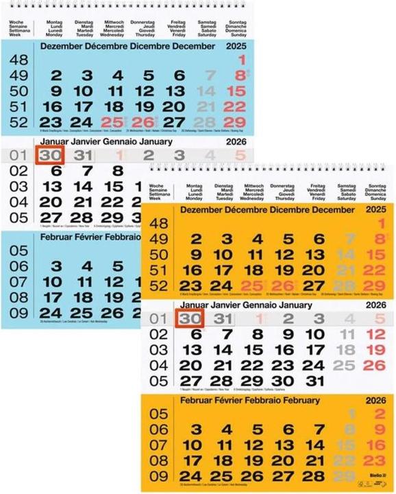 Image du produit Biella Calendrier sur 3 mois (31 x 40 cm, Non contraignant)