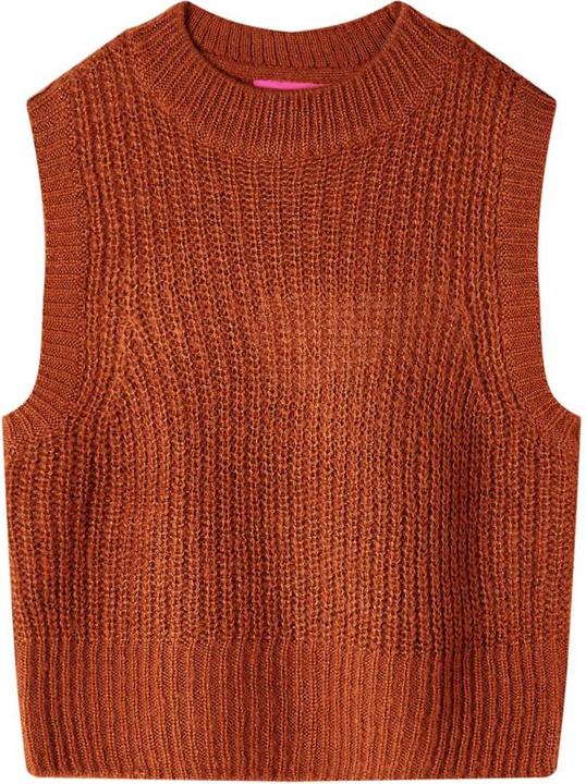 Produktbild VidaXL Kinder-Pulloverweste Gestrickt Cognac 104,Material: 67 (104)