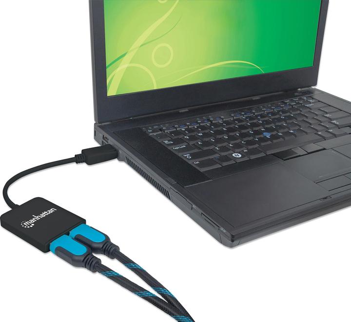 Actual product image Manhattan DisplayPort to 2-port HDMI splitter hub with MST
