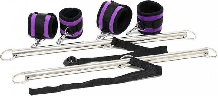 Actual product image Rimba Bondage Double Spreader Bar with Cuffs Violet-Black