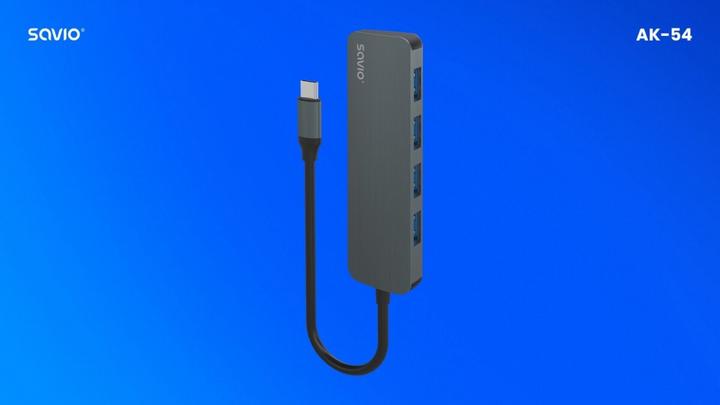 Produktbild Savio Hub USB-C - 4 x USB-A AK-54 (USB-C, 4 Ports)