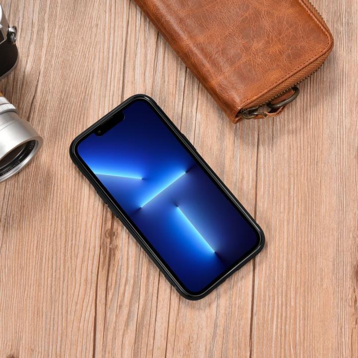 Produktbild iCarer Leather Oil Wax Hülle mit Naturleder bezogen für iPhone 14 Plus schwarz (WMI14220719-BK) (Apple iPhone 14 Plus)