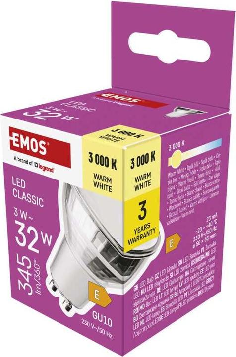 Produktbild Emos LED Lampe Classic MR16 Silber/ GU10 / 3 W (32 W) / 345 lm / Warmweiss (GU10, 3 W, 345 lm, 1 x, E)