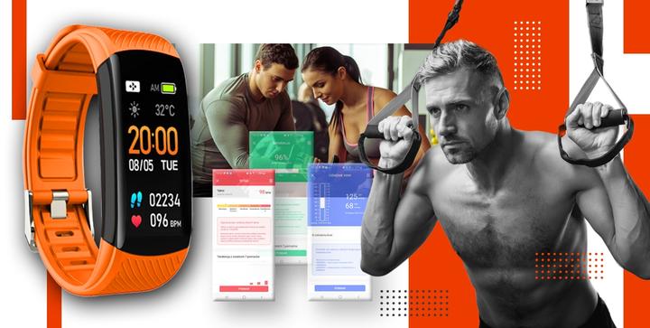 Produktbild Giewont Fit&GO Duo GW200-9 Smartband – Schwarz + Orangefarbenes Power-Armband