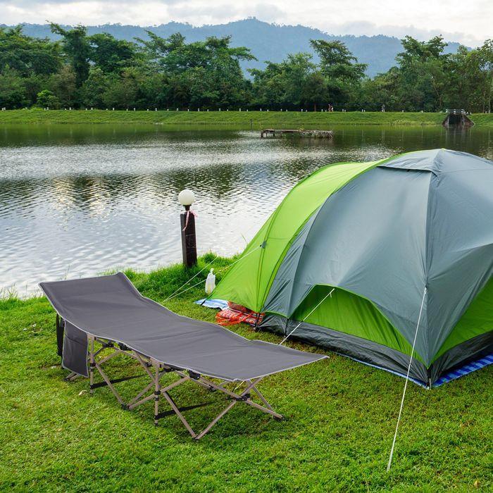 Image du produit Swisshandel24 Feldbett Campingbett Campingliege Faltbar Tragetasche Stahl Oxford Grau