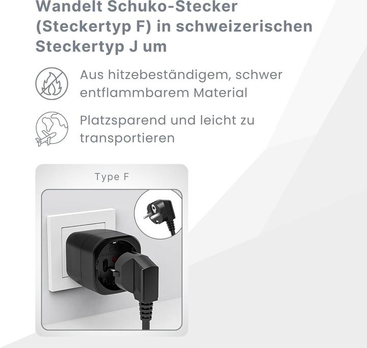 Actual product image Hermex Socket outlet adapter Schuko to Switzerland (Type 13, CEE 7/4)