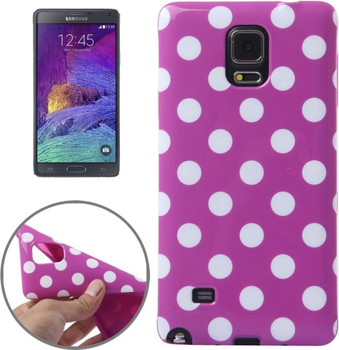 Produktbild König Design Schutzhülle für Handy Samsung Galaxy Note 4 SM N910F Pink / Weiss gepunktet (Samsung Galaxy Note 4)