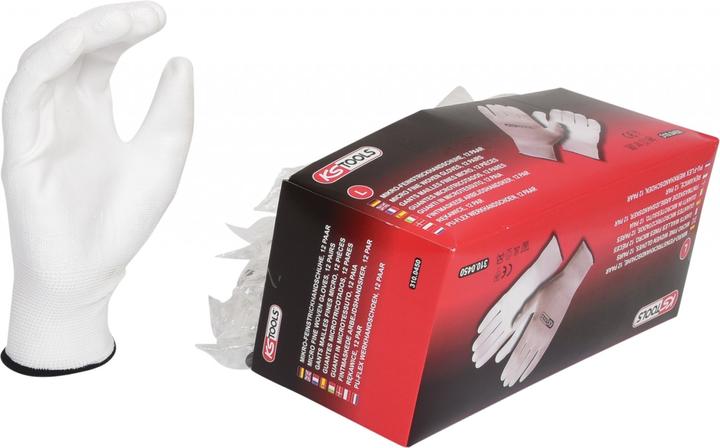 Produktbild KS Tools Mikro-Feinstrickhandschuhe-weiss, 9, 12 Paar (9)