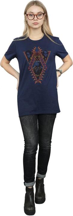 Immagine prodotto Maglietta Boyfriend in cotone con teste tribali delle Pantere Nere Donna/Ladies (XL)