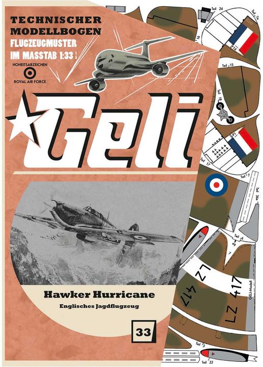 Geli hawker hurricane kartonmodell