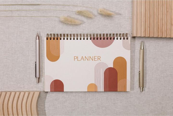 Actual product image Clairefontaine notepad planner with a total binding, 53 printed sheets terracotta (Hardcover)