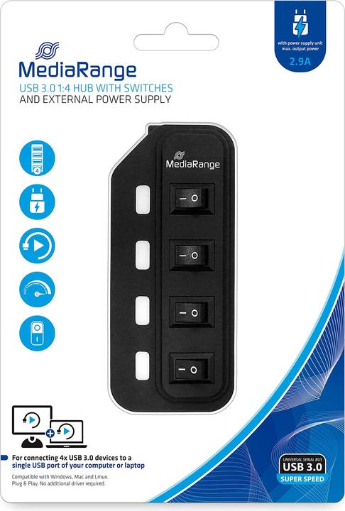 Immagine prodotto MediaRange MRCS504 Ictus (USB-A, 4 Porti)