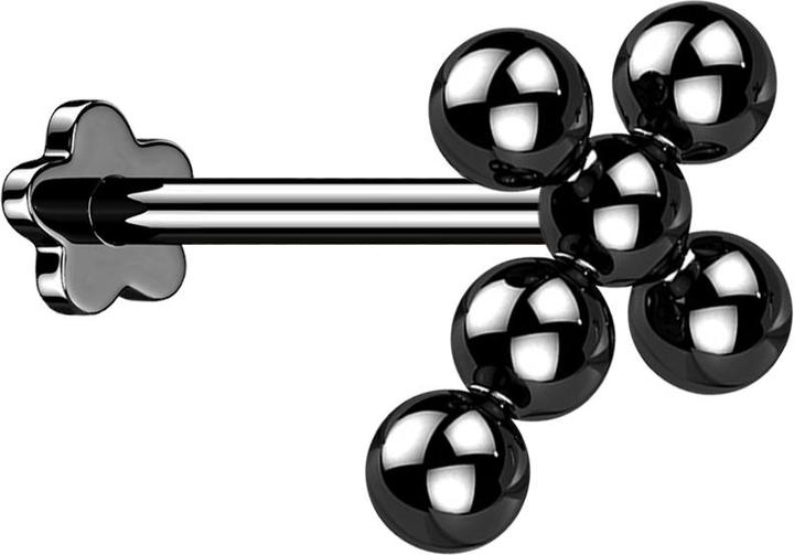 Star Piercing Micro Threadless Labret Blume schwarz Kreuz Kugeln (Chirurgenstahl 316Lohne Messing, Titan G23ohne Messing)