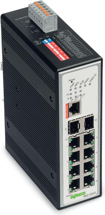 Image du produit Wago 852-303 Commutateur industriel administrable 8 PORST 100BASE-TX 2 slots - commutateur - 1 Gbps (8 Ports)
