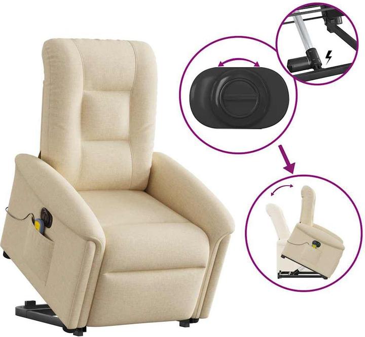 Immagine prodotto VidaXL Poltrona massaggiante elettrica con ausilio stand-up in tessuto crema