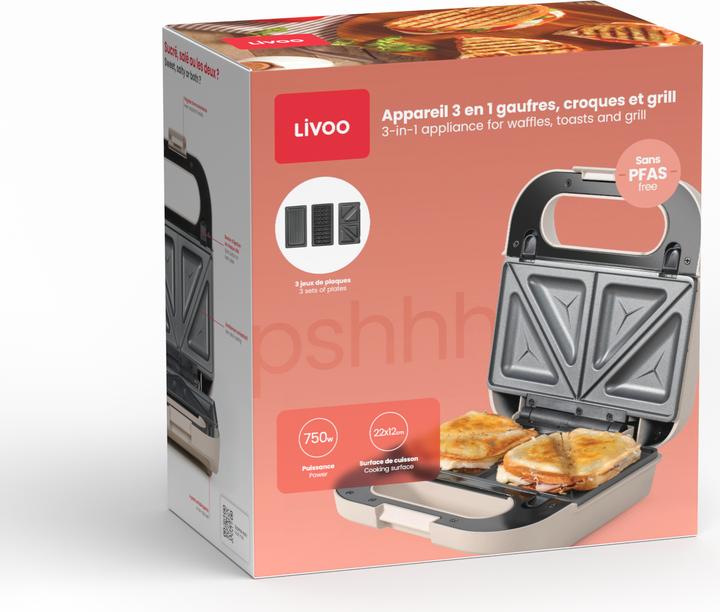 Produktbild Livoo 3-in-1-Gerät für Waffeln, Croques und Grillen