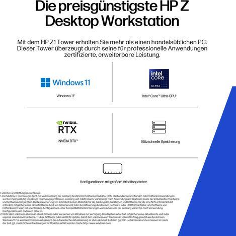 Produktbild HP Z1 G1i Intel Core Ultra 7 265 32GB 1TB/SSD NVIDIA RTX A1000 8GB W11P 1J Gar (DE) (Intel Core Ultra 7 265, 32 GB, 1000000 GB, RTX A1000)