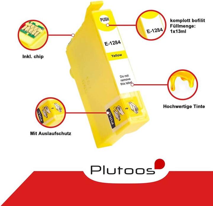 Produktbild Plutoos Epson T1281 T1282 T1283 T1284 Patrone XXL kompatibel, 4er Farbset (M, C, Y, BK)