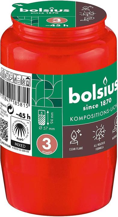 Bolsius Kompolicht Nr.3 rot (20 Stk.)