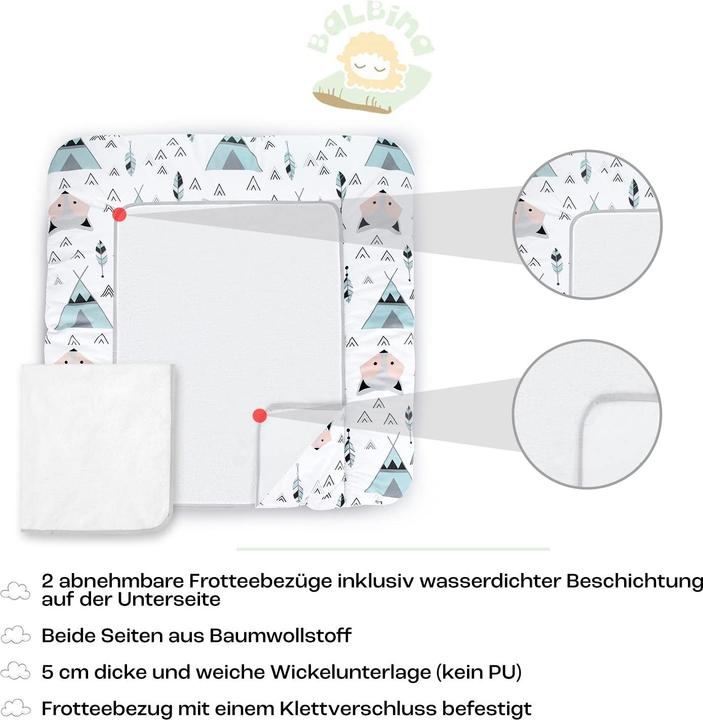 Produktbild Balbina Wickelunterlage mit Frotteebezug (70 x 75 cm)