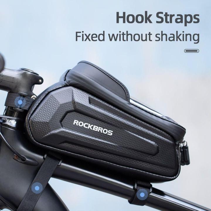 Actual product image Rockbros B68-1 armoured bicycle bag for phone 1.5l - black (1.70 l, Luggage carrier bag)