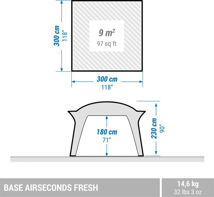 Actual product image Quechua BASE AIRSECOND FRESH 324927 (Inflatable tent, 14.90 kg, 8 persons)