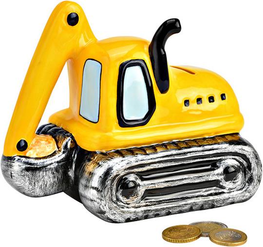 G. Wurm Spardose Bagger aus Keramik gelb (B/H/T) 16x14x11cm
